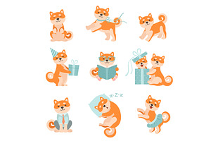 Shiba Inu Dogs in Different, an Animal Illustration by TopVectors