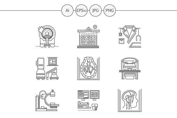 Mri Diagnosis Line Icons. Set 1