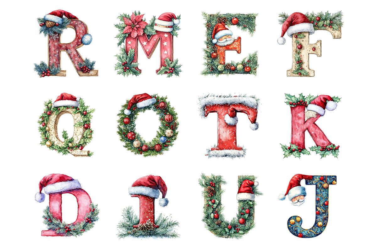 Christmas Alphabet Png Bundle_02, an Illustration by SinaCreation (Photo 2 of 7)
