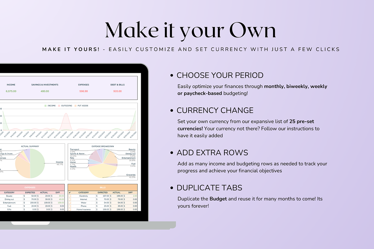 Simple Monthly Budget - Pastel, a Templates & Theme by The Creative Plans co (Photo 6 of 10)