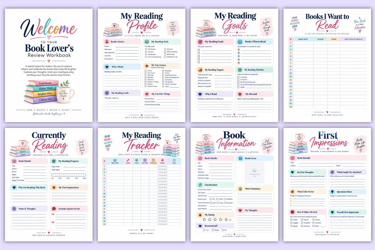Book Lover’s Review Workbook | Read, a Stationery Template by Mustafiz (Photo 2 of 4)