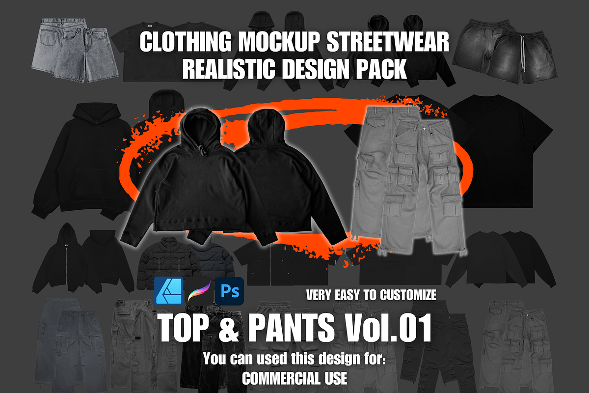 Clothing Mockup Realistic Streetwear, a Hoody Mockup by NYCTHOPILIA STUDIO (Photo 1 of 8)