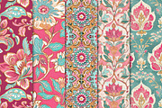 Batik Style Pink Floral Papers, a Texture Graphic by Maishop (Thumbnail 2 of 4)