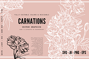 Carnations Ink Illustrations SVG, an Illustration by Artbykimmyw (Thumbnail 2 of 3)