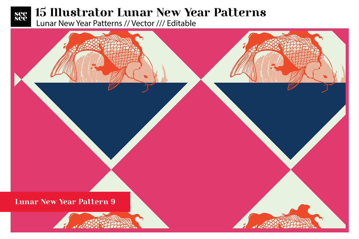 15 Vector Lunar New Year Patterns, a Pattern Graphic by CC CREATIVE CO (Photo 10 of 23)