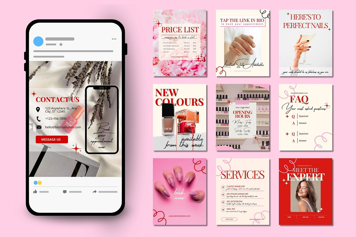 Nail Salon Social Media Templates preview 8