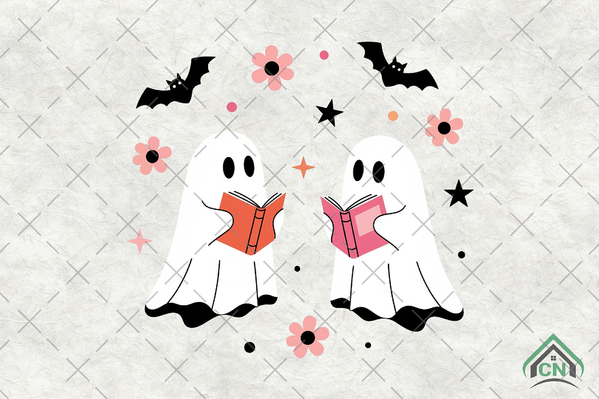 Halloween Ghost Reading Books PNG, an Illustration by Craft Nest (Photo 1 of 6)