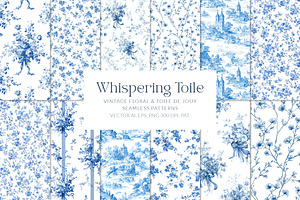 Toile Floral Seamless Patterns, a Pattern Graphic by Olya Creative