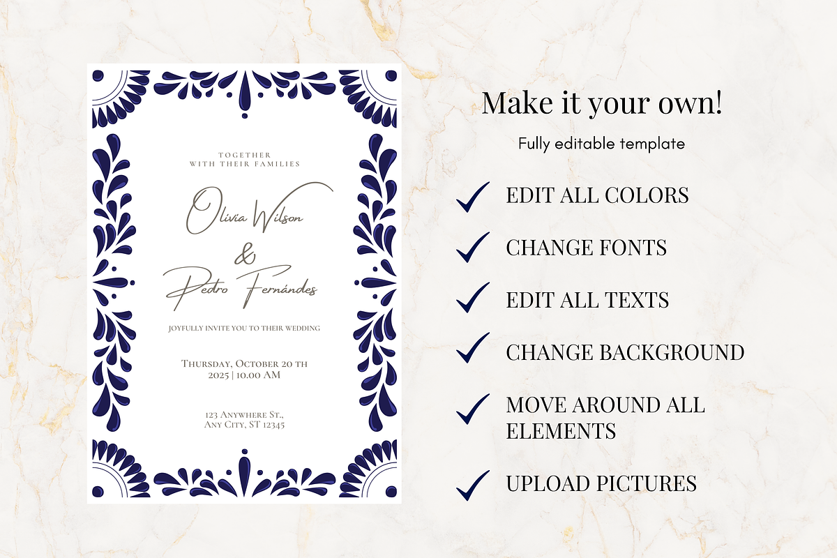Mexican Talavera Wedding Bundle, a Templates & Theme by Akbaly (Photo 3 of 16)