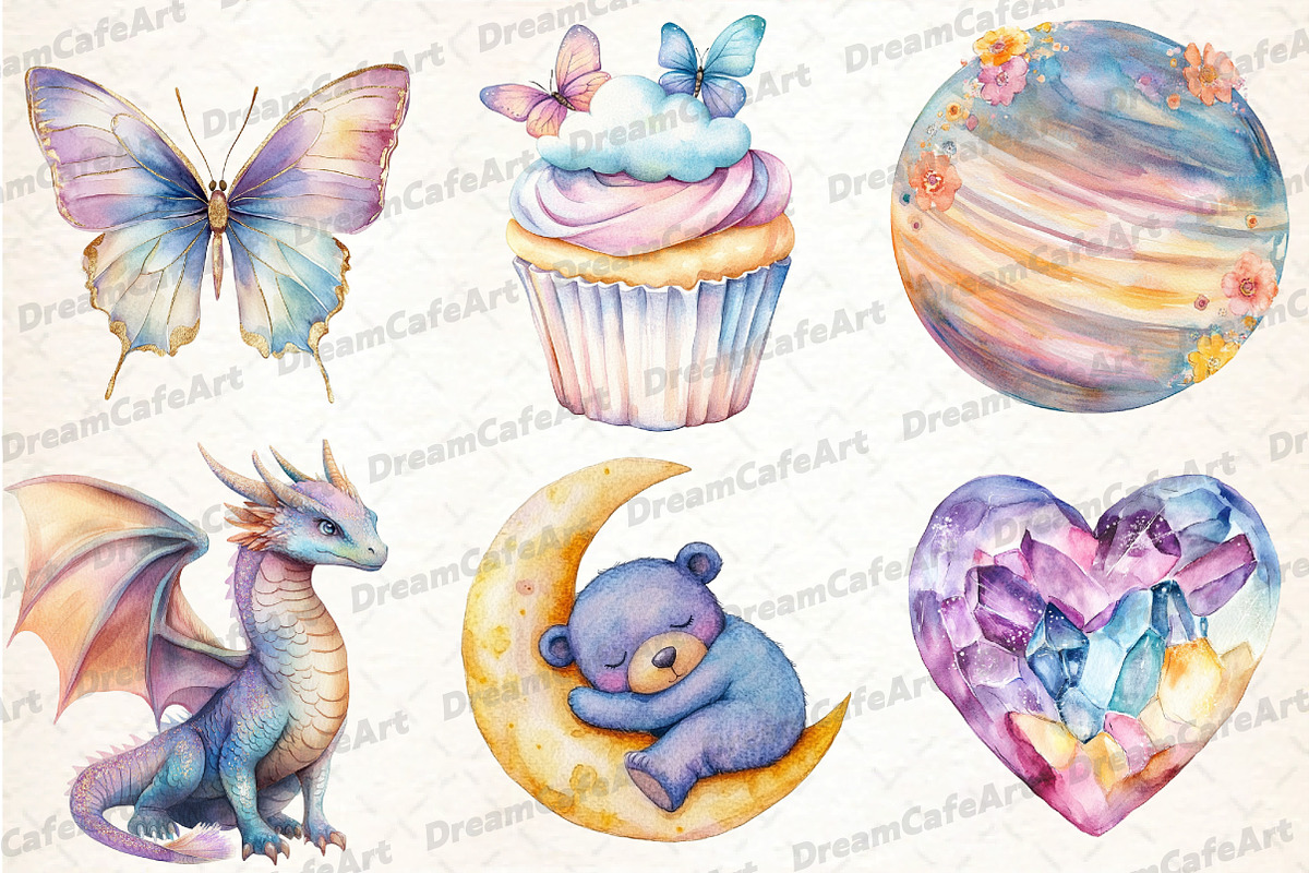 Pastel Whimsical Clipart, an Illustration by DreamCafeArt (Photo 4 of 7)