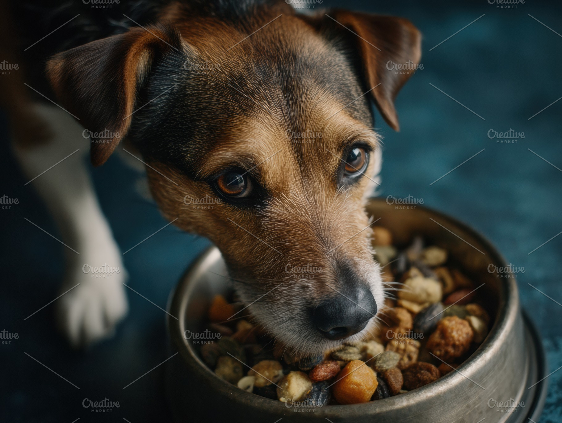 Playful Top View of Healthy Dog Food, an Animal Photo by Virgo Studio