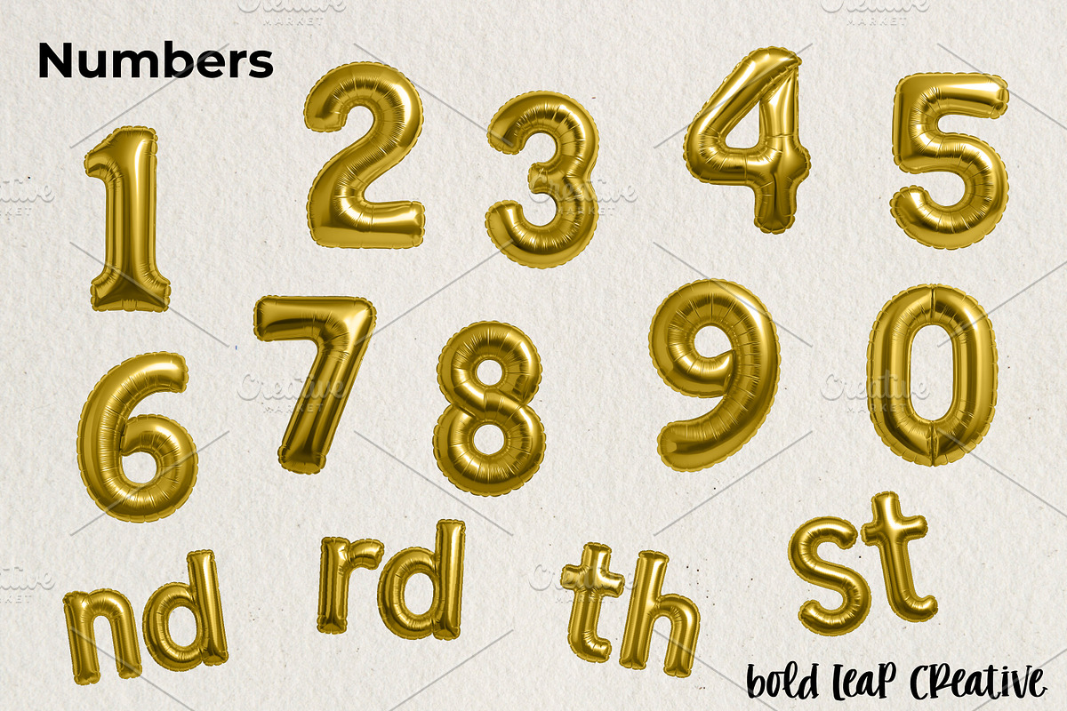 Gold Foil Balloon Pack, an Object Graphic by Bold Leap Creative (Photo 4 of 9)