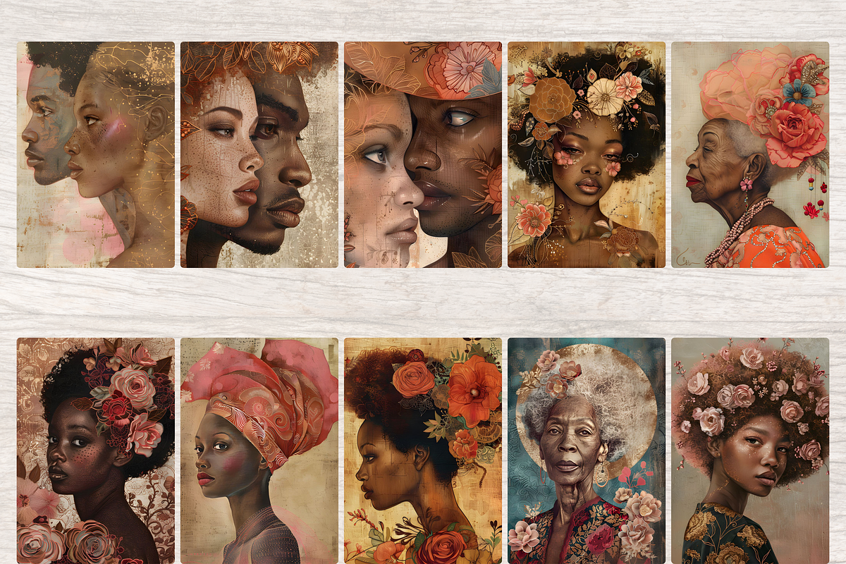 AFRO AMERICAN ROSE GOLD JUNK JOURNAL, a Person Illustration by Daring Digies (Photo 2 of 9)