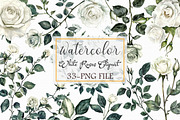 Watercolor White Roses Clipart, an Illustration by Libby Wishes (Thumbnail 1 of 3)