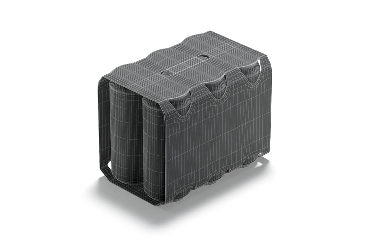 White Six 550ml Can Pack 3D Model, an Object 3D Model by rebrandy (Photo 7 of 9)