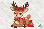 Christmas Deer Patchwork PNG, an Illustration by Craft Nest (Thumbnail 1 of 6)
