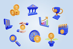 Business 3D Icons Set