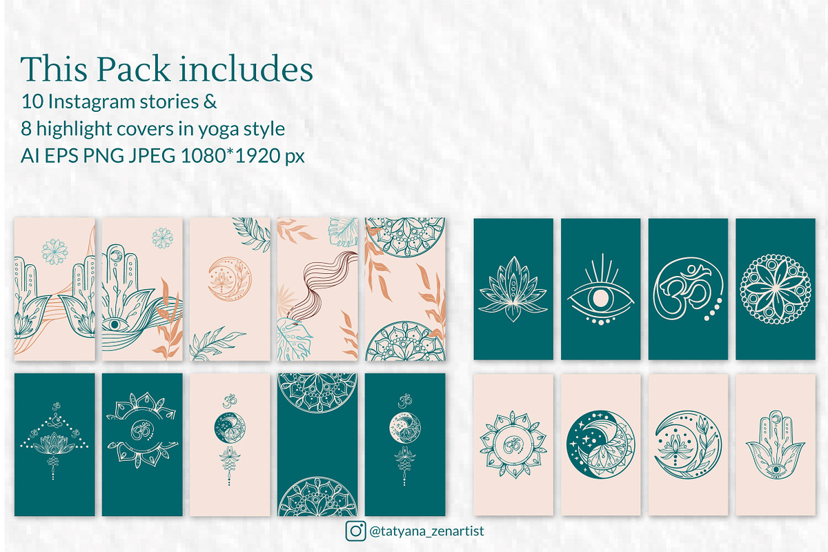 Instagram templates in Yoga style, a Social Media Template by Tatyana_Zenartist (Photo 2 of 6)