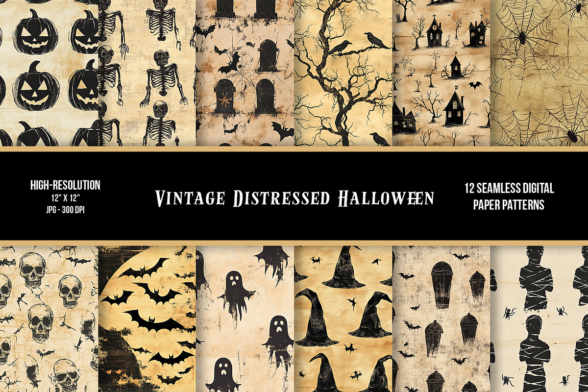 Vintage Halloween Digital Paper, a Pattern Graphic by Chromolume Studio (Photo 1 of 28)