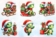 Christmas Red & Green Turtle Clipart, a Seasonal Illustration by Rose Art (Thumbnail 2 of 7)