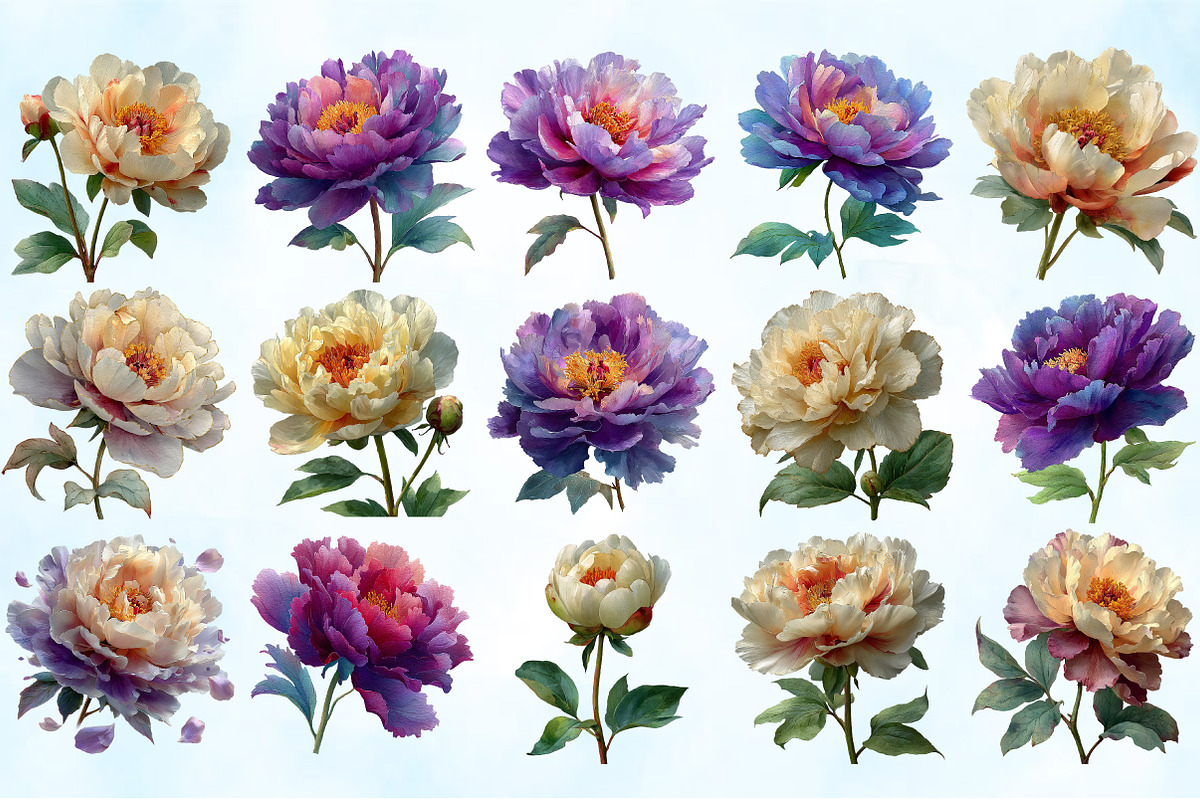 Watercolor Purple and Cream Peonies, an Illustration by Craft Nest (Photo 3 of 4)