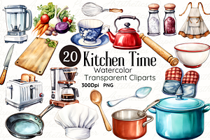 Cooking Clipart Watercolor Kitchen