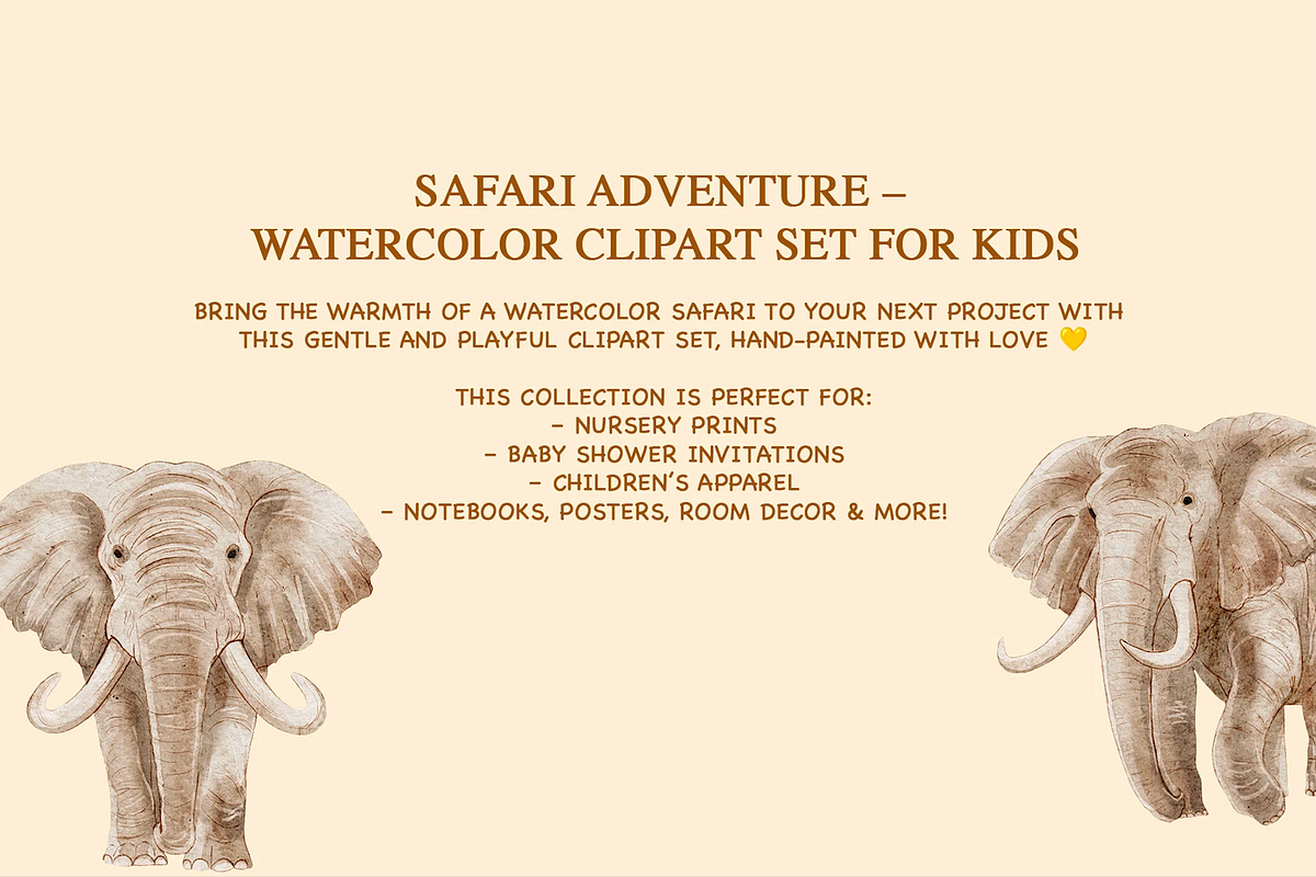 Elephant Safari Watercolor set, an Animal Illustration by KlymchukArtworks (Photo 2 of 8)