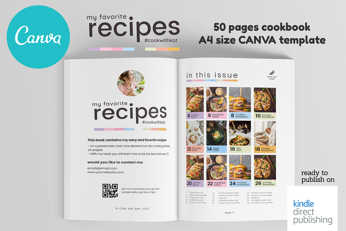 Canva Food A4 Cookbook Template, a Magazine Template by DeLaGranSiete (Photo 2 of 9)