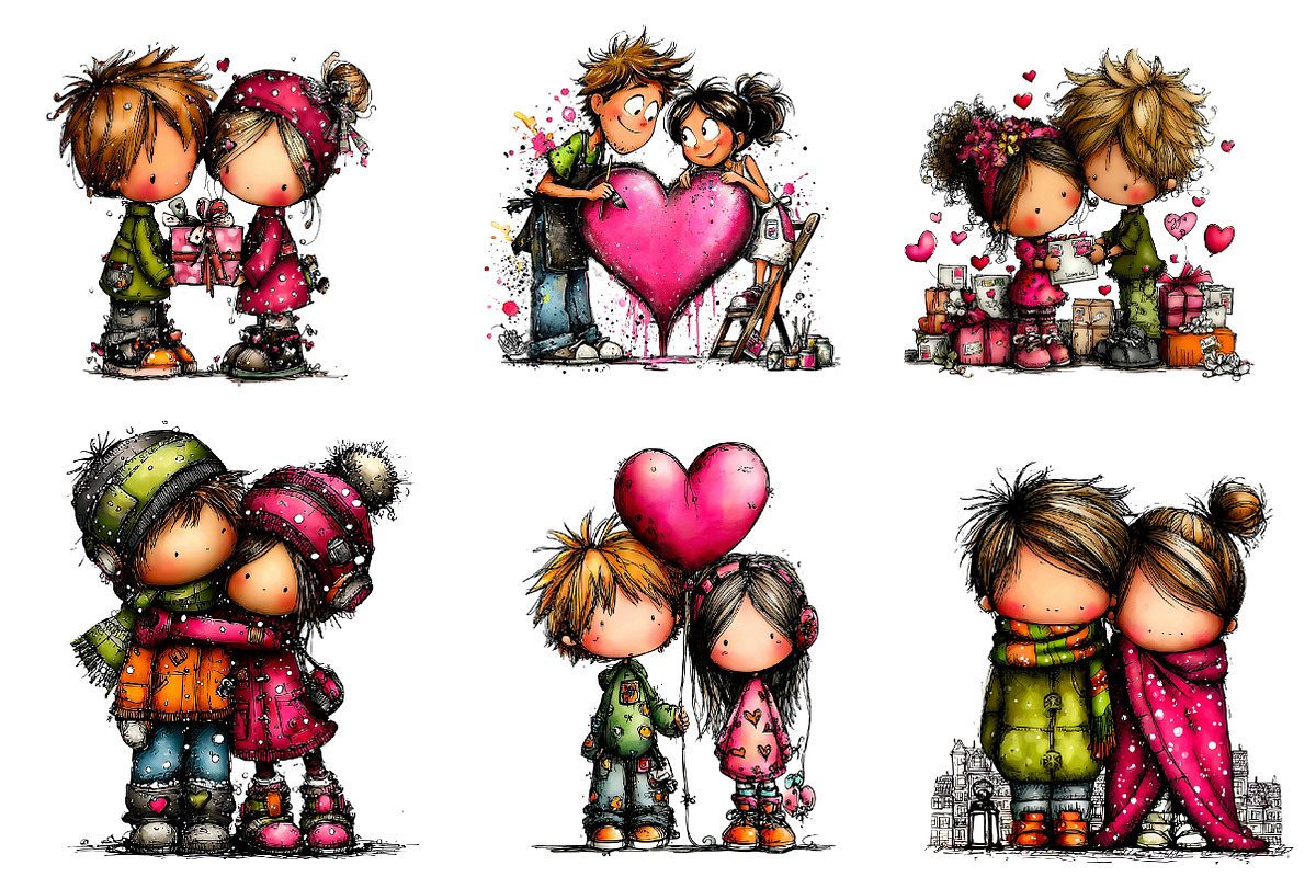 watercolor-valentine couple clipart, an Illustration by CreationArt (Photo 5 of 5)