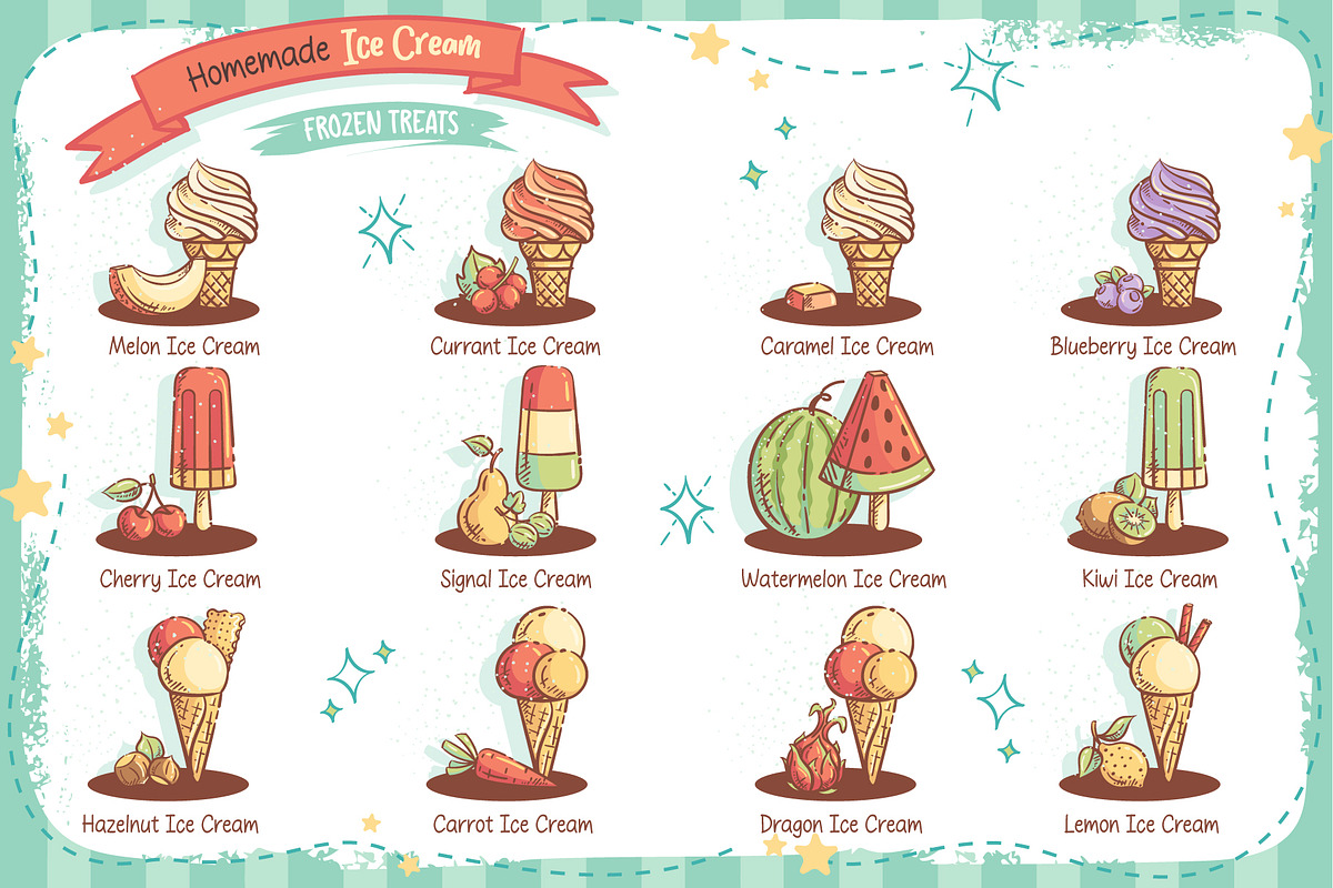 Retro Ice Cream Bundle, a Food Illustration by Nearbirds (Photo 4 of 12)