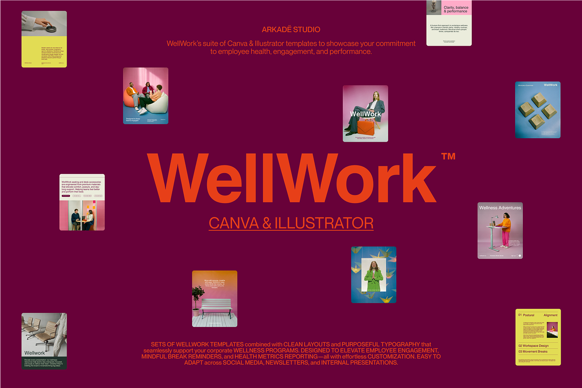 WellWork Canva & AI. Templates, a Social Media Template by By Arkadë (Photo 1 of 7)