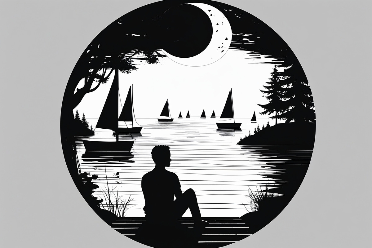 Lake Meditation Silhouette Set, an Illustration by jahid234 (Photo 3 of 6)