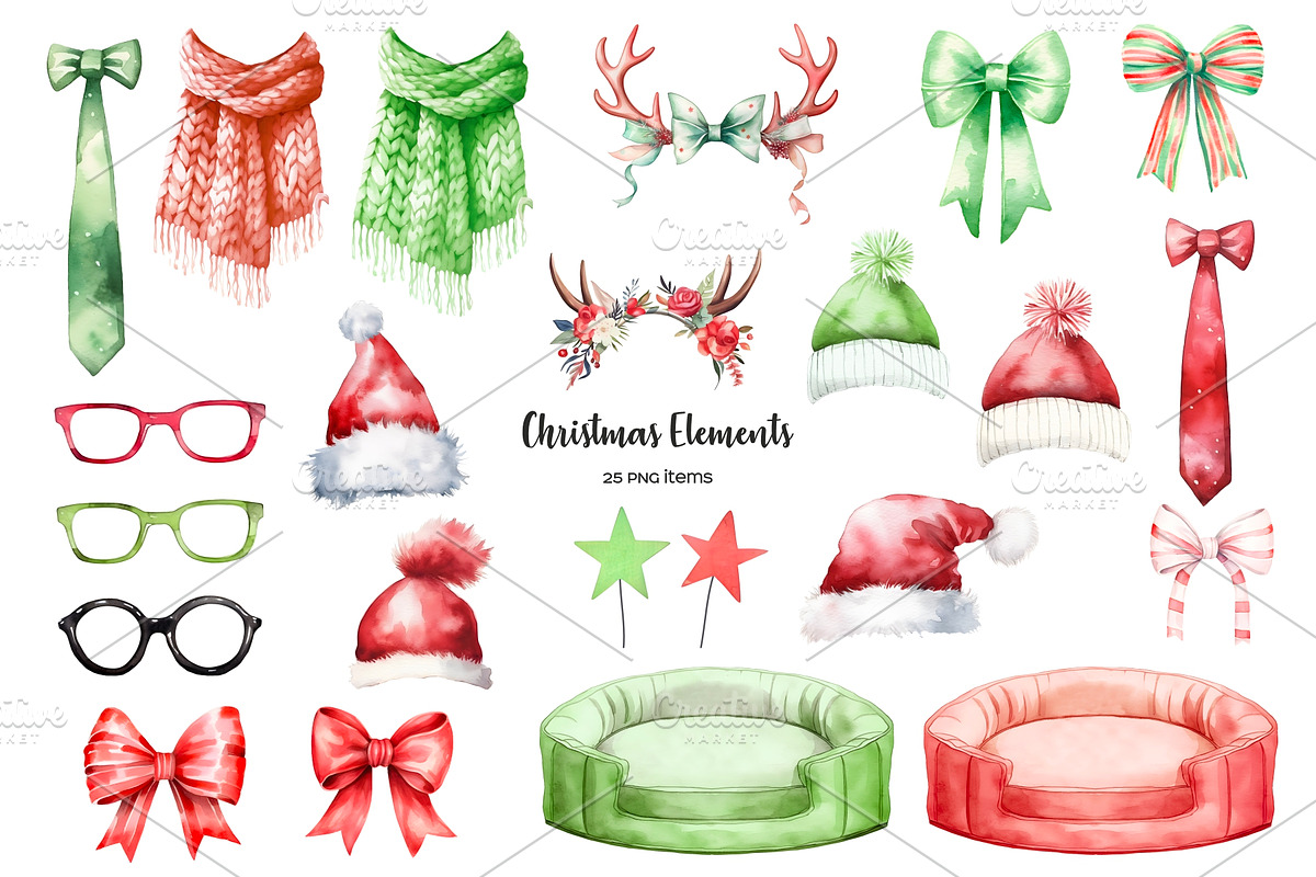 Watercolor Christmas toy poodle set, an Animal Illustration by Art and Funny (Photo 3 of 6)