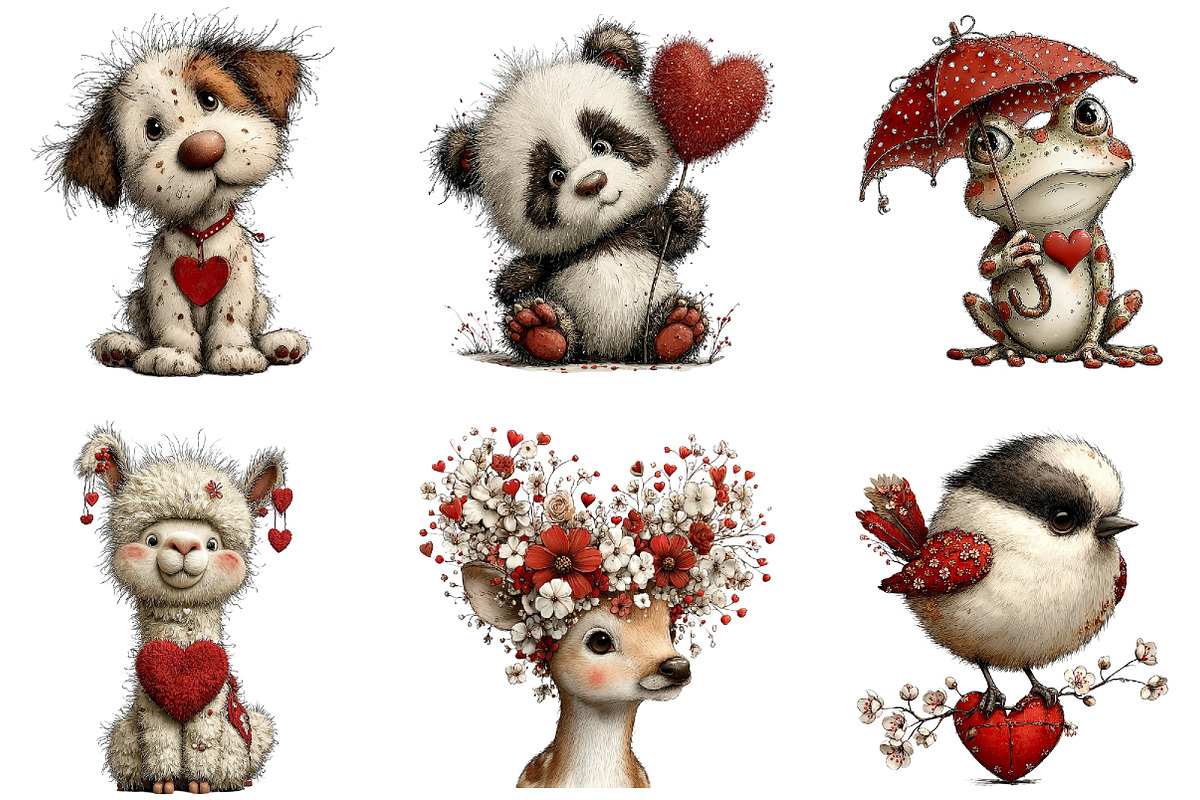 Valentine Whimsical Animals Clipart, an Illustration by Dream Creation (Photo 5 of 8)