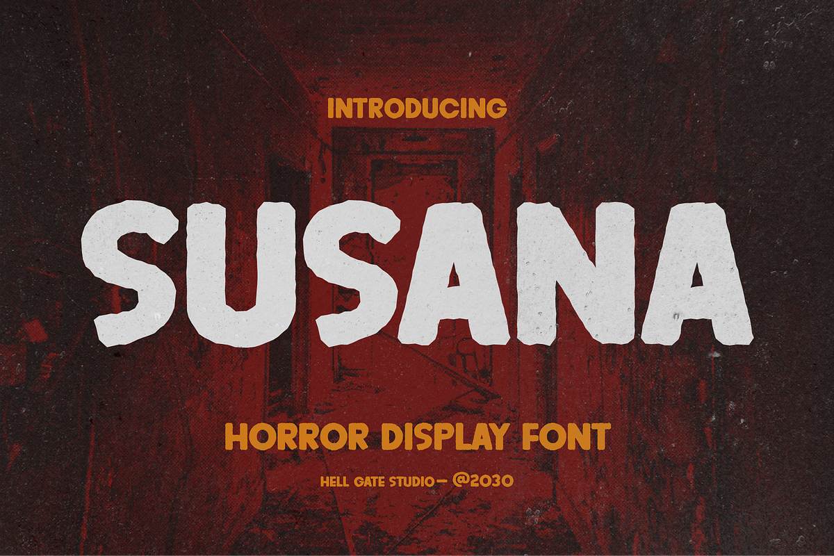 Susana Horror Display Font, a Sans Serif Font by GRVS Studio (Photo 1 of 6)