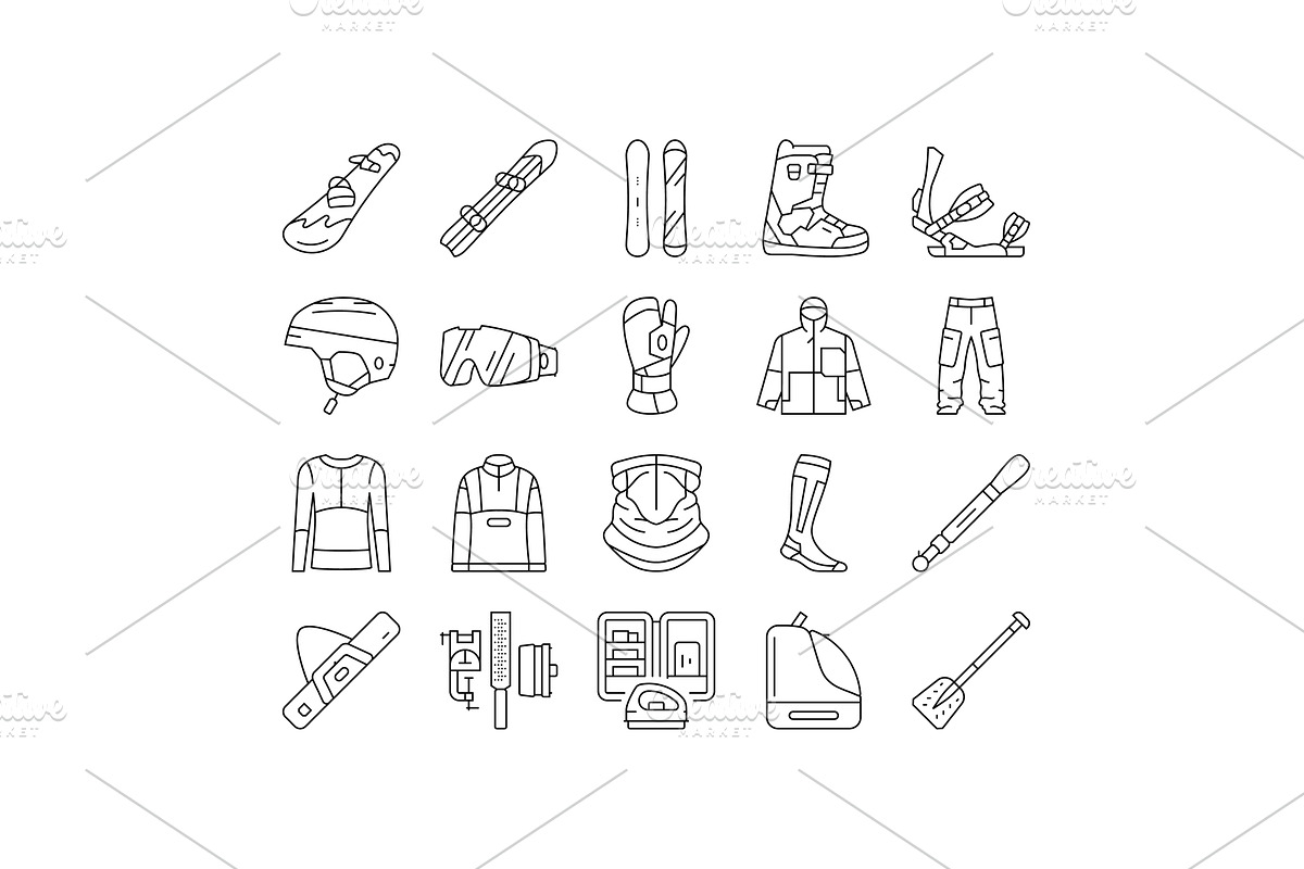 snowboard freestyle alpine icons set, an Object Illustration by pikepicture