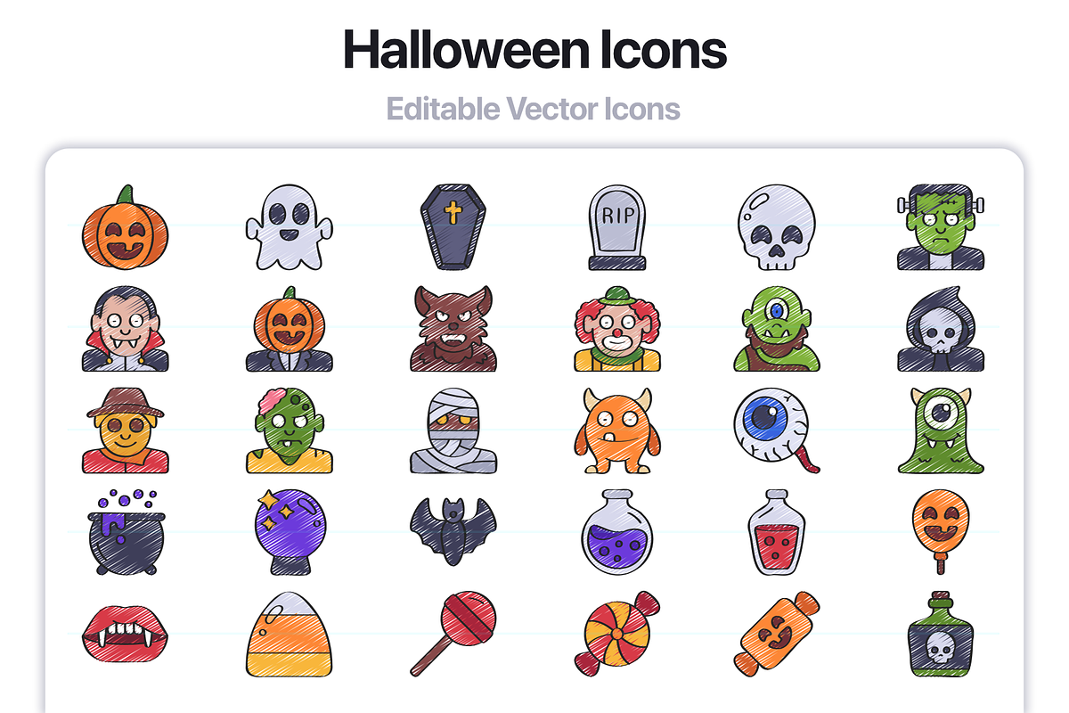 60 Halloween Hand Drawn Style Icons, an Outline Icon by Juicy Icons (Photo 5 of 6)
