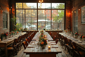 Elegant dining setup in a cozy urban, a Photo by Tanuart
