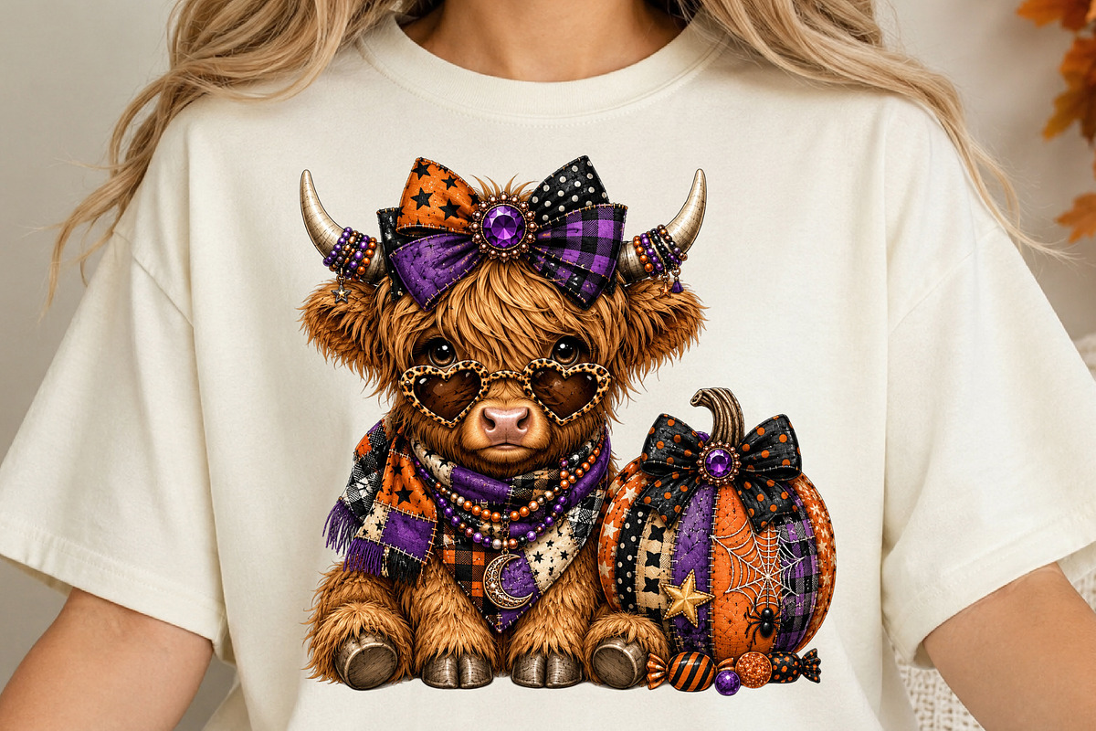 Glam Jeweled Highland Cow PNG, a Seasonal Illustration by DreamCafeArt (Photo 4 of 6)