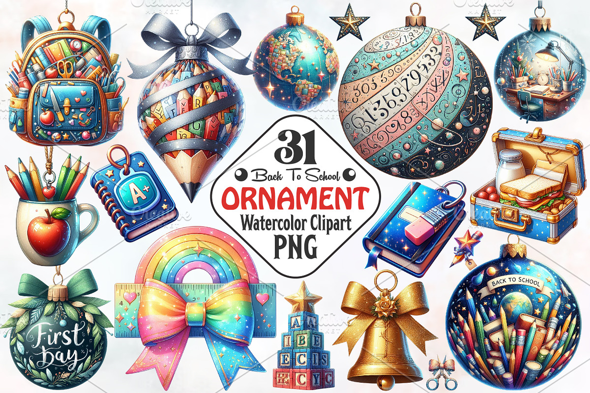 Back To School Ornament Clipart, an Illustration by RobertsArt (Photo 1 of 7)
