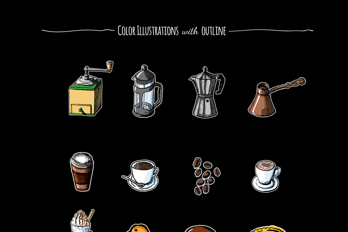 Coffee elements, a Food Illustration by graphicsoup (Photo 5 of 5)