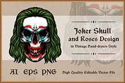 Joker Skull Design Vector, an Illustration by vectstudio (Thumbnail 1 of 3)