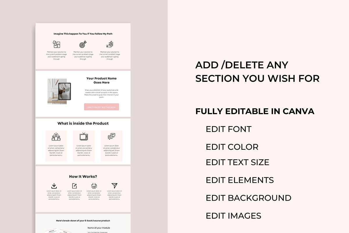 Landing Page Sales Page Canva, a Landing Page Template by Deepa Template Studio (Photo 7 of 9)