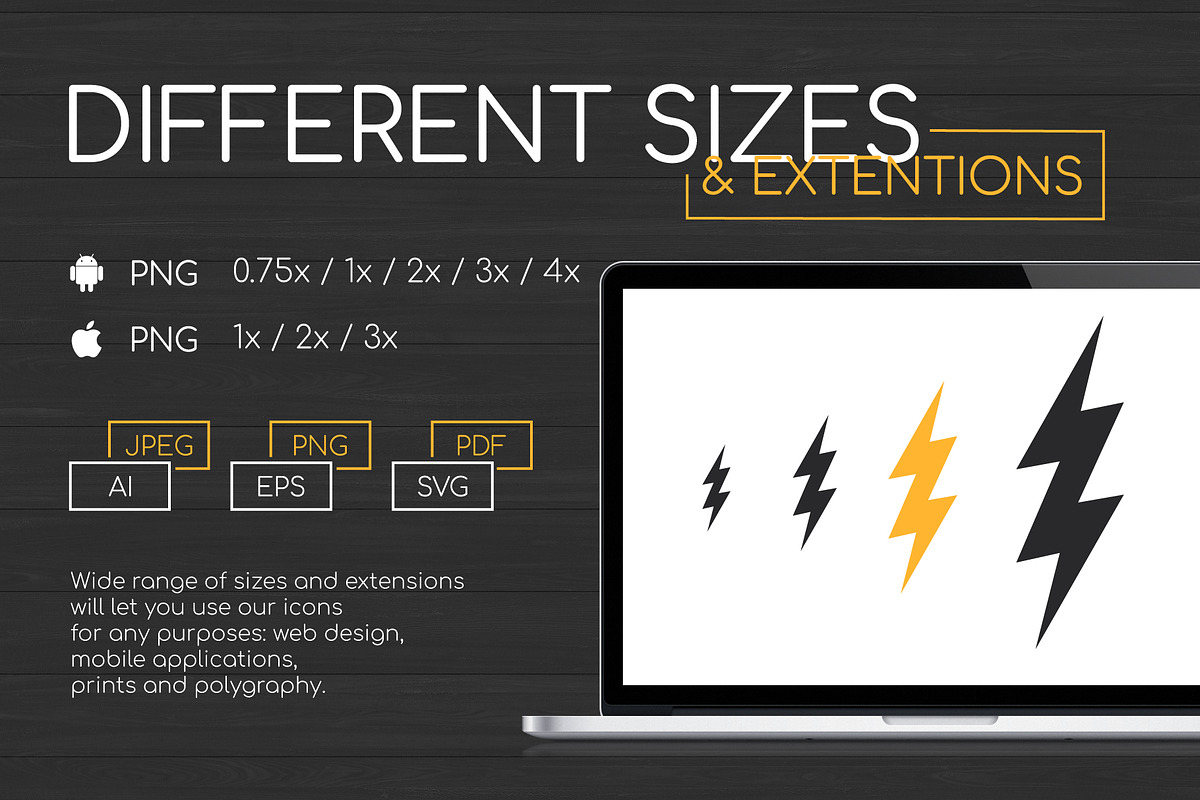 Lightnings Icons Set, an Outline Icon by Boyko Pictures (Photo 4 of 7)