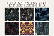 8 Gothic Noir Seamless Patterns, a Pattern Graphic by Inknfolly (Thumbnail 2 of 6)