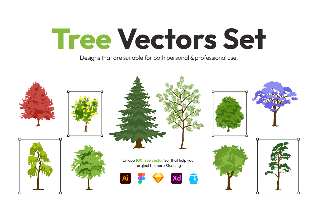 Tree Vector Set, a Duotone Icon by Brickclay (Photo 1 of 7)