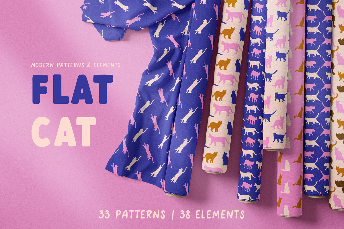 Flat Cat Modern Patterns, a Pattern Graphic by Tiger and Flower (Photo 12 of 21)