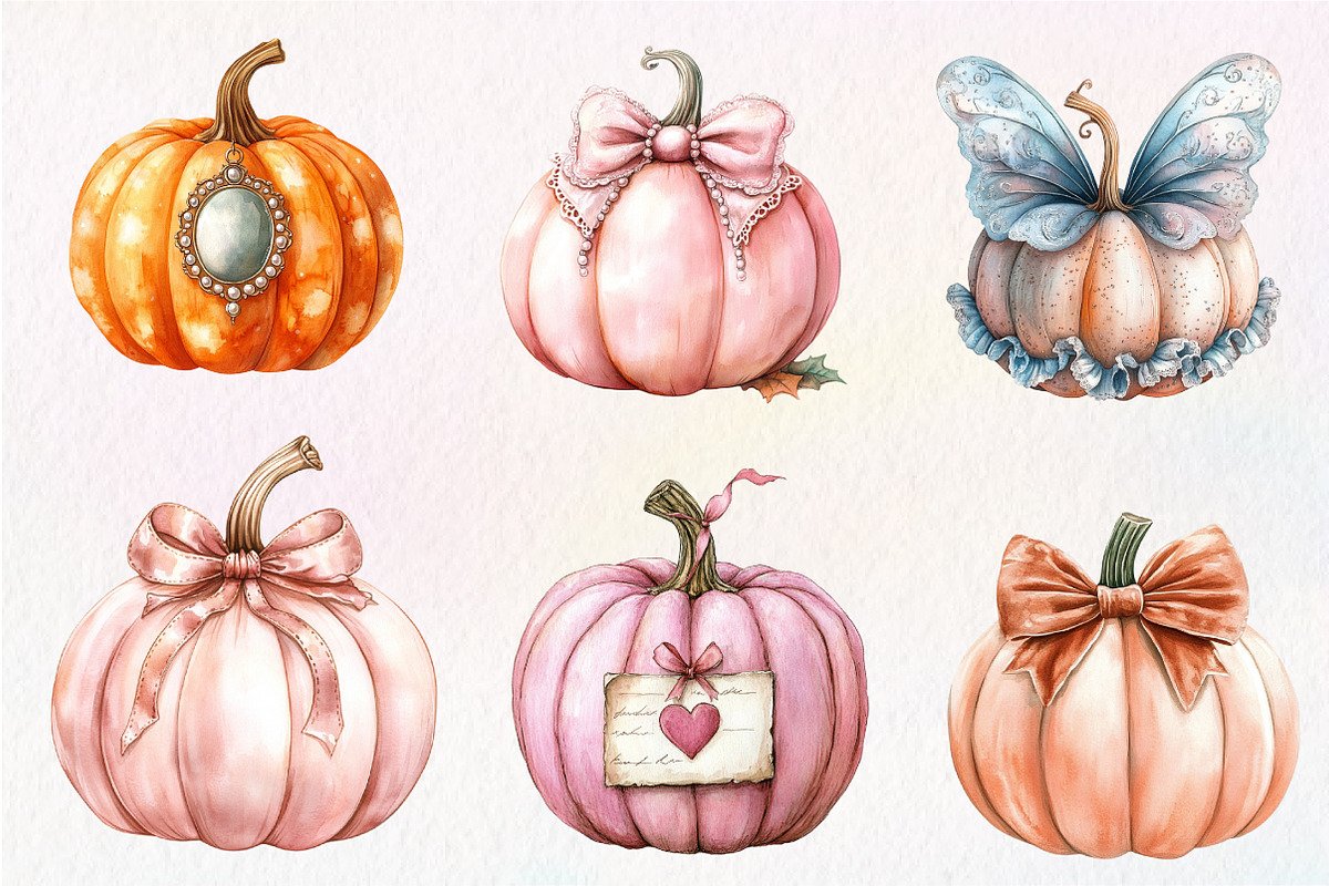 Coquette Pumpkin Clipart, an Illustration by CreationArt (Photo 7 of 9)