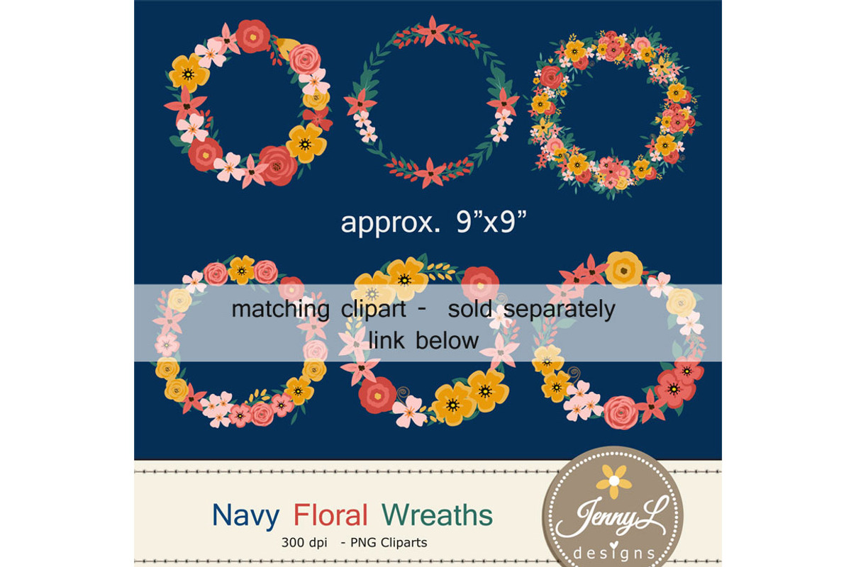 Navy Blue Flower Digital Paper, a Pattern Graphic by JennyL Designs (Photo 5 of 6)
