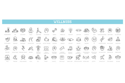 Wellness icons. Wellbeing, an Outline Icon by Tettygreen